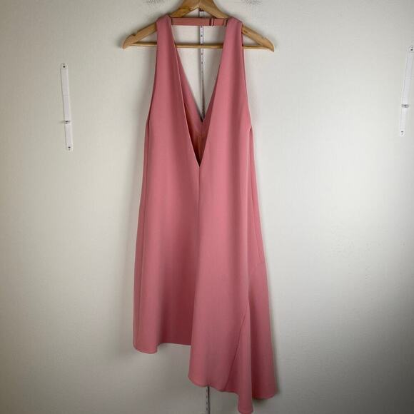 Tibi V Draped Midi Dress Size 0 Pink Haze Crepe Jumper Asymmetric Guest Designer - Picture 10 of 16